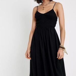 Urban Outfitters black midi linen dress XS